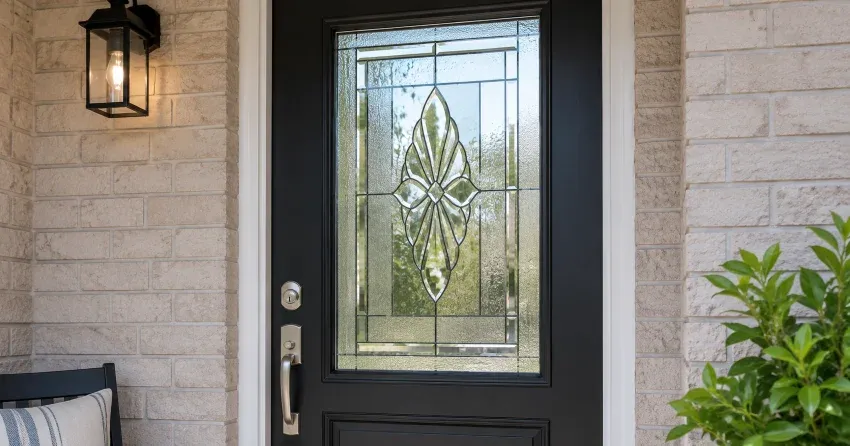 technician replacing a cracked decorative glass panel in Downsview, North York
