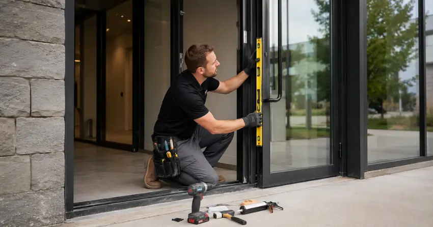 commercial glass door frame installation Pleasant View, North York