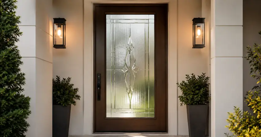 decorative frosted glass panel installed in a front door in Downsview, North York